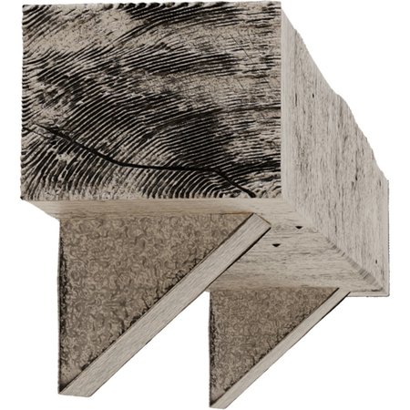 Ekena Millwork Kit w/ Breckinridge Corbels, Burnished Pine, 6"H x6"Dx60"W Rough Cedar Faux Wood Fireplace ManteL MANURC06X06X60BKBP